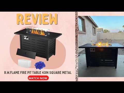 R.W.FLAME Fire Pit Table 43in Square Metal Firepit Review