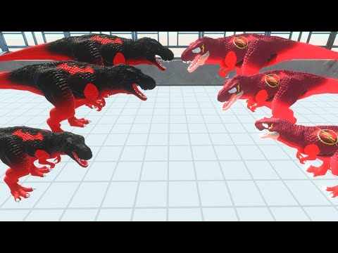 Battle 3 Size Batman T-rex vs Flash T-rex Death Fall - 🦖Animal Revolt Battle Simulator🦕