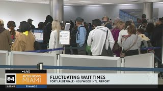 Wait times at South Florida airports continue to fluctuate due to reduced TSA staffing, weather
