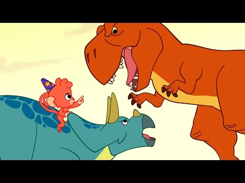 Dinosaur Battle | Triceratops fights T-Rex | Dinosaurs Cartoons for Kids | T Rex Fight
