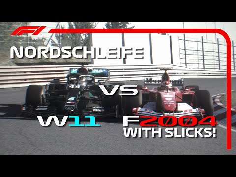 F1 2020 Mercedes W11 vs Ferrari F2004 with Slick Tyres - NORDSCHLEIFE (Clash of the Titans)