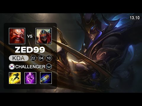 ZED99 Zed vs Gragas Mid - KR Challenger - Patch 13.10 Season 13