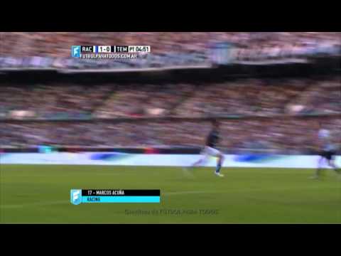 Gol de Acuña. Racing 1 - Temperley 0. Fecha 3. Primera División 2015. FPT.