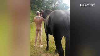 People take semi naked photos with horses for campaign