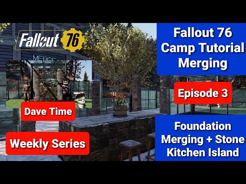 Fallout 76 Camp Building Tutorial ( Merging, Part 3 ) Foundation Merging + Stone Kitchen Island