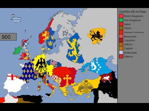 Europe: Timeline of National Flags: 1 A.D. - 1000