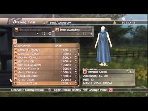 WKC 2 Accessories -- Capes Level 20 Complete Binding List White Knight Chronicles II HD