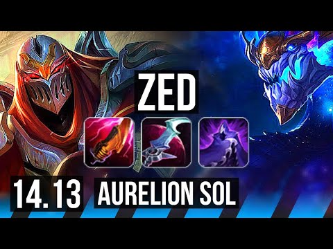 ZED vs AURELION SOL (MID) | 10 solo kills, Rank 6 Zed, Legendary, 700+ games | BR Challenger | 14.13