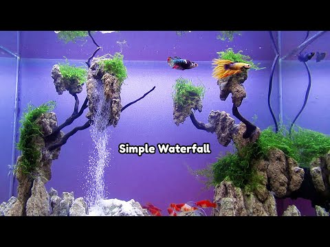 SAND WATERFALL AQUARIUM - Simple Aquascape Waterfall Setup Step By Step Tutorial