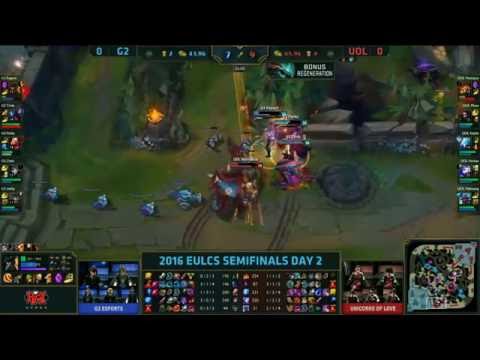 Highlights Game 1 EU LCS 2016 Summer Playoffs Semi finals G2 Esports vs Unicorns of Love