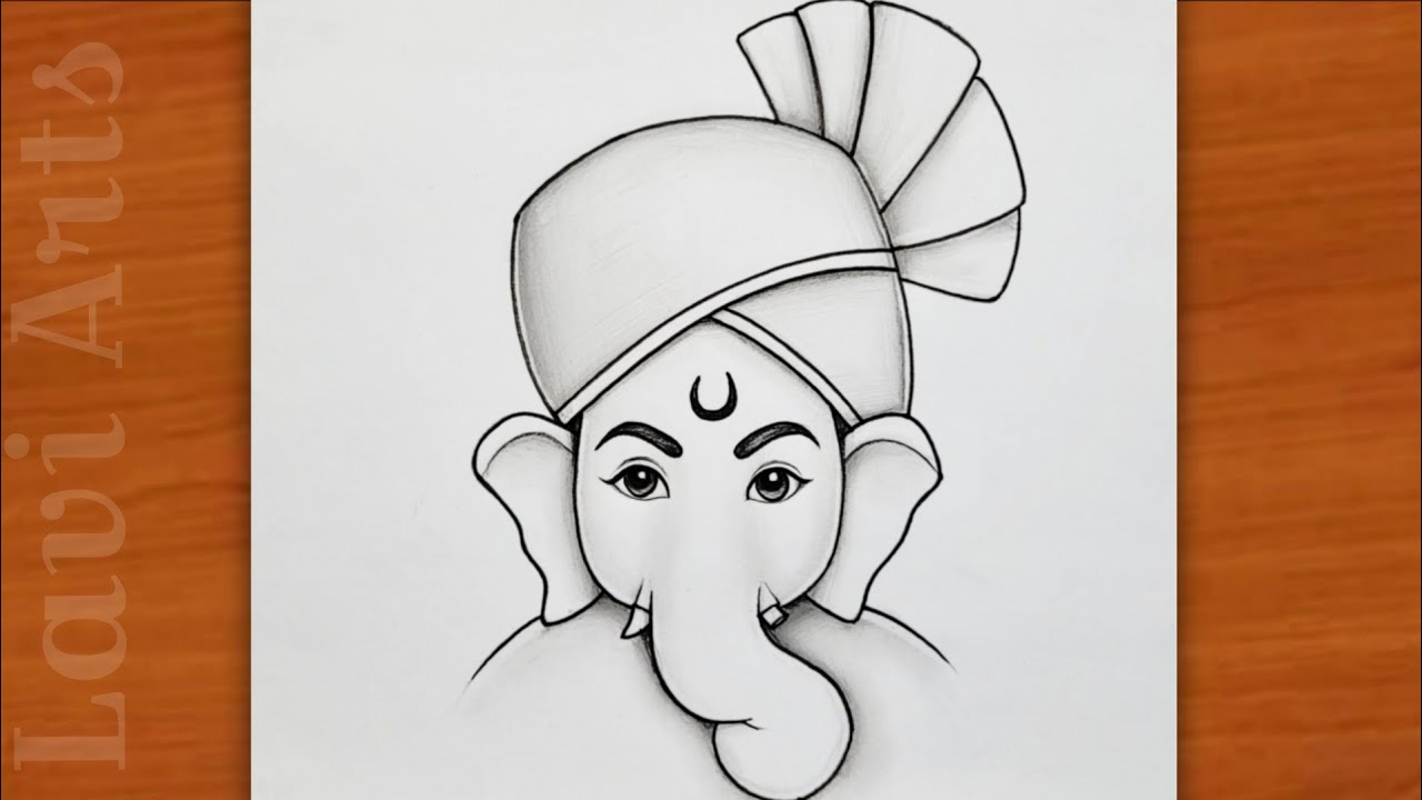 Very Easy Lord Ganesha Drawing | Simple Ganpati Pencil Sketch Step by Step | Lavi Arts | Chitra 