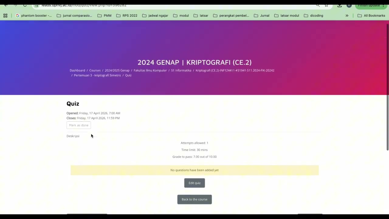 Tata Cara Pembuatan Quiz