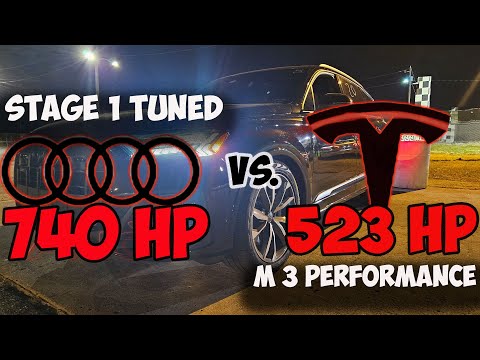 Tesla Model 3 Performance vs. 740hp Stage 1 Tuned Audi SQ7