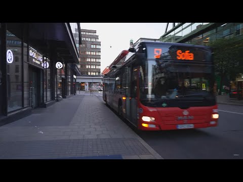 Sweden, Stockholm, bus 57 ride from Sergelstorg to Slussen
