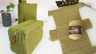 Aprenda o passo a passo da Necessaire em crochê com fio náutico