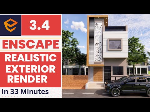 Enscape 3.4 Realistic Exterior Render Tutorial || Enscape For Sketchup Tutorial