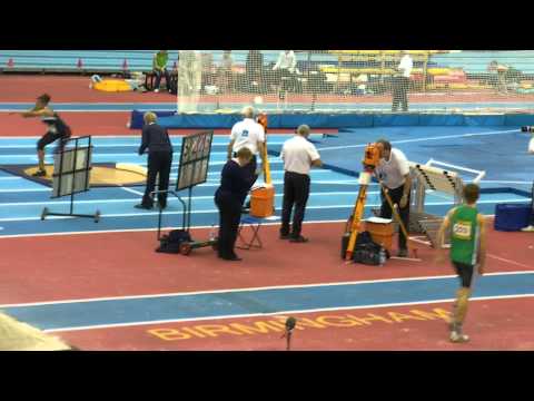 David King in the Under 20 Men's Triple Jump at the UK indoor athletic championships