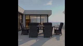 HARTMAN Nova Garten-Essgruppe mit 6 Sesseln, anthrazit/grau, Alu/Polyrattan/Glaskeramik, 220/280 x 100 cm, ausziehbar, verstellbare Rückenlehne