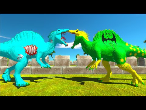 ZOMBIE SPINOSAURUS vs IRONFIST SPINOSAURUS DEATH RUN - Animal Revolt Battle Simulator
