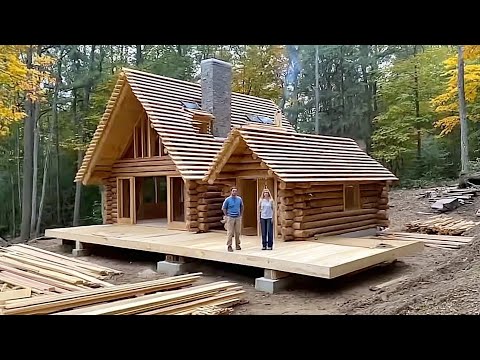 Couple Builds Rustic OFF-GRID CABIN with Modern Comforts | Michigan Wilderness | Start to Finish
