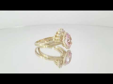 A video of 14k Yellow Gold Morganite Diamond Rings Set