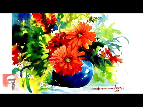 How to paint a Beautiful Flower vase with Watercolor | Watercolour painting Tutorial Beginners