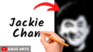 VERY EASY How to draw JACKIE CHAN from word JACKIE