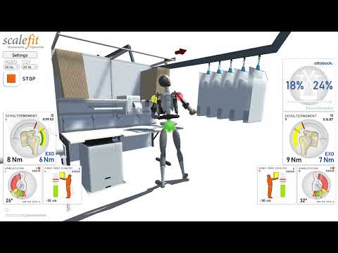 Digital ergonomics analysis by scalefit shows exoskeleton support by Paexo Shoulder.