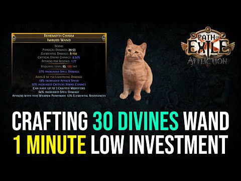 1 Minute Crafting 30 Divines Wand | Kinetic Bolt POE 3.23