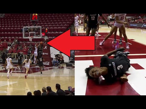 Player Lands ON HER BACK After Her Shot Gets Blocked Out Of Bounds! Miraculously, Returns To Game!