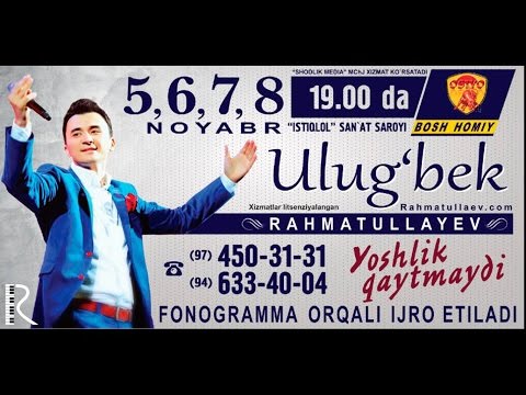 Ulug'bek Rahmatullayev - Yoshlik qaytmaydi nomli konsert dasturi 2015 #UydaQoling