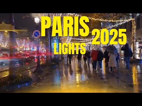 – Paris Christmas Lights 2025 🌟 | Complete Tour | 4K HDR Paris Walk||Rainy night