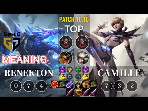 GEN Meaning Renekton vs Camille Top - KR Patch 10.16