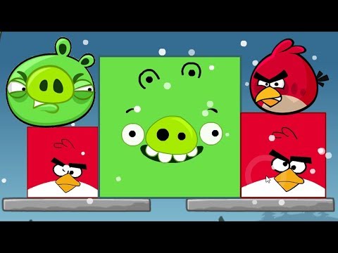 Angry Birds Kick Out Green Pigs vs Kick Piggies - RED AND STELLA BIRDS KICK HUGE SQUARE PIG!