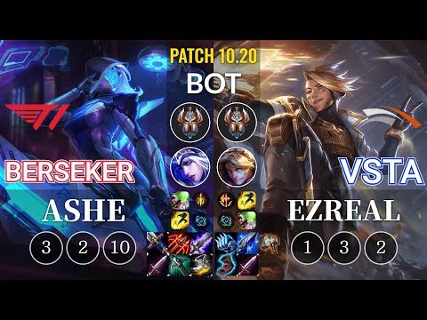 T1 Berseker Ashe vs HLE Vsta Ezreal Bot - KR Patch 10.20