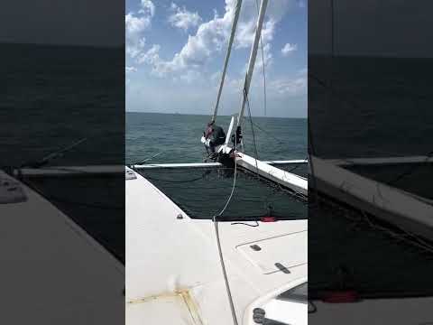 Valkyrie Captain Paul repairing Genoa-Furler Atlantic Ocean April 2022