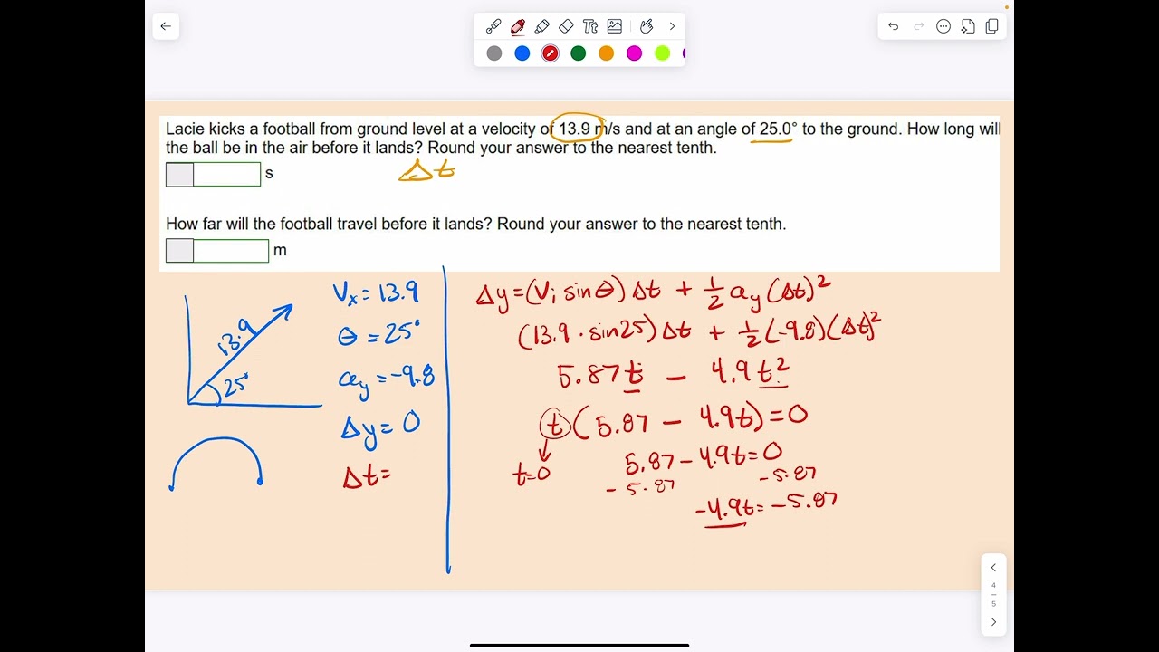 Edgenuity Physics Projectiles selected assignment problems