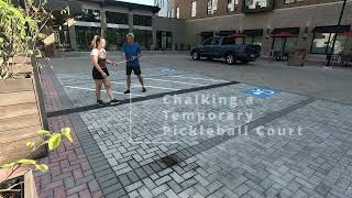 Chalking a temporary Pickleball Court