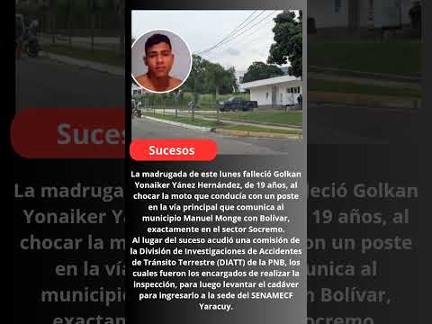 Yaracuy.Fallece joven al impactar la moto que conducía con un poste en Manuel Monge