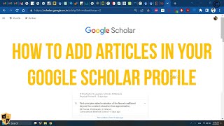 How to Add Articles in Your Google Scholar Profile