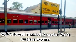 preview picture of video 'EPIC Parallel entry into Khana Junction | WDP4 Howrah Shatabdi & Durgiana Express'