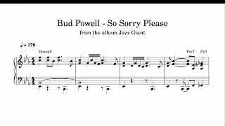 Bud Powell - So Sorry Please (Jazz Giant, 1950) - Piano Transcription