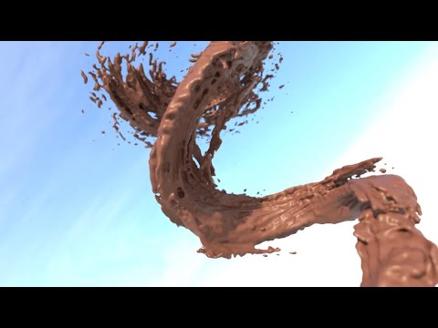 Chocolate spiral liquid, X-Particles, Cinema 4D, Arnold Render. Adobe Premiere.