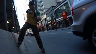 preview picture of video 'Rollerblading Wall Push And A Double Stop In The City'