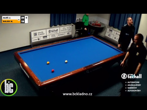 Czech 3-cushion league D1 - 14th round - Jan ALEŠ  vs  Martin BÁLEK
