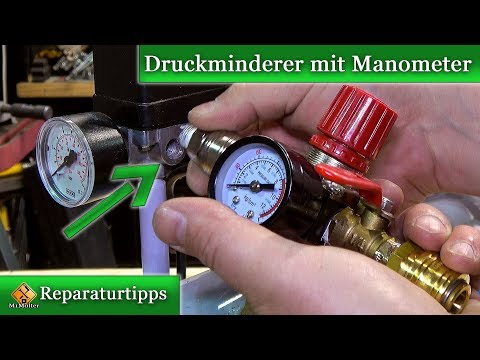 Kompressor - Druckregler / Druckminderer mit Manometer anbauen - so geht's