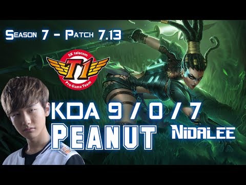 SKT T1 Peanut NIDALEE vs LEE SIN Jungle - Patch 7.13 KR Ranked