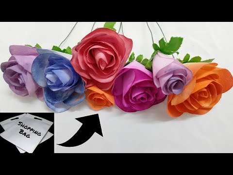 How To Make Rose With Shopping Bag | Shopping Bag Flower | Best Out of Waste #diy #youtube #rose