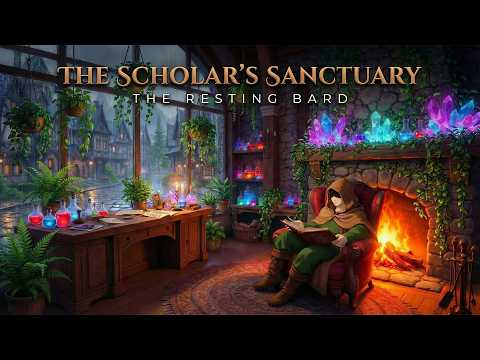 The Scholar’s Sanctuary 📚 Medieval Fantasy Music & Rain for Study