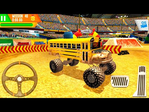 Monster Truck Arena Driver #1 - Fire Dept and School Bus Monster Trucks - Android Gameplay